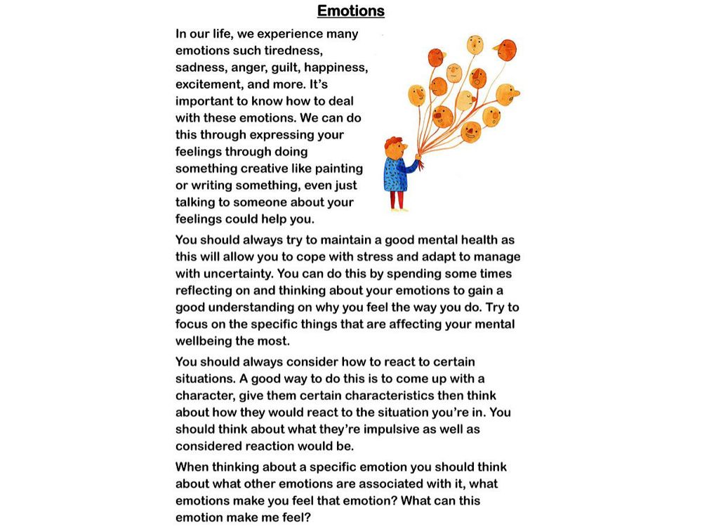 Year 7 and Year 8 PSHE: Emotions, Mental Health and Self-Care - Image
