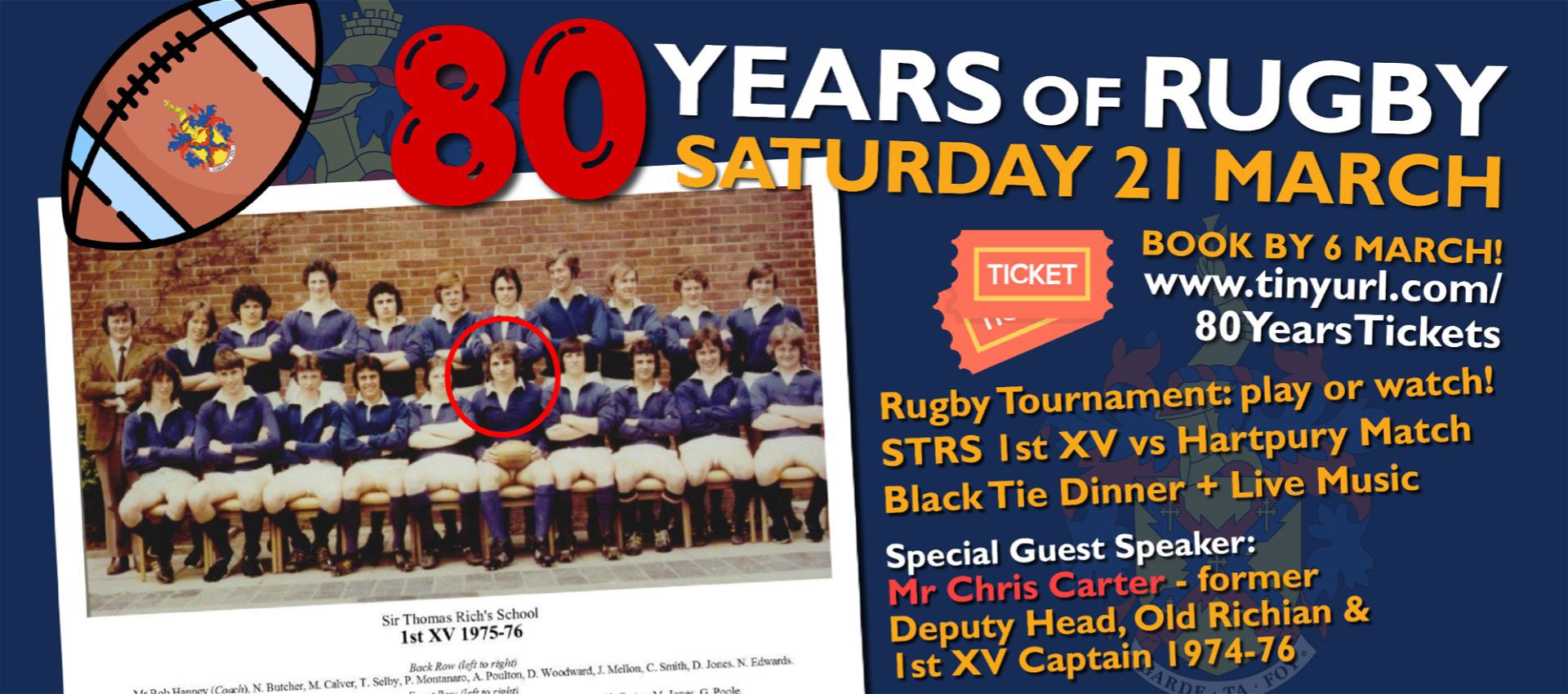 Celebrate 80 Years of Rugby With Us on 21 March