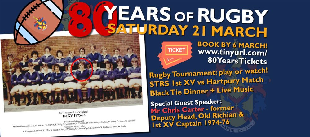 Celebrate 80 Years of Rugby With Us on 21 March