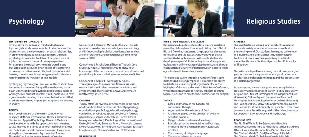 New Sixth Form Prospectus Available Online