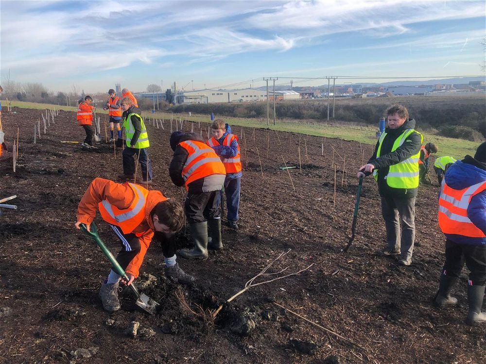 Eco Club Students Plant Trees on Landfill Site - Image